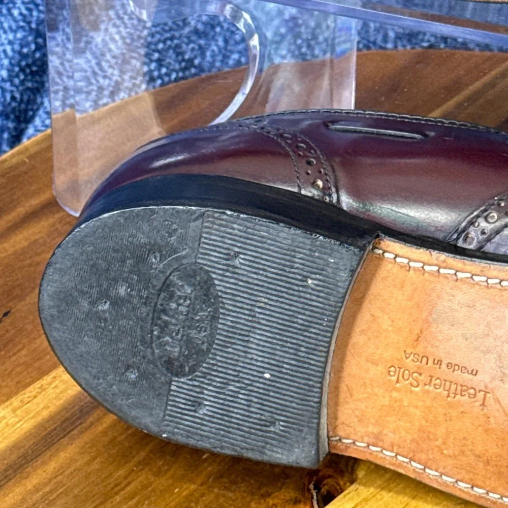 Vintage Dexter W688-4 Wingtip Loafers Mens 7.5 M Burgundy Leather USA Made